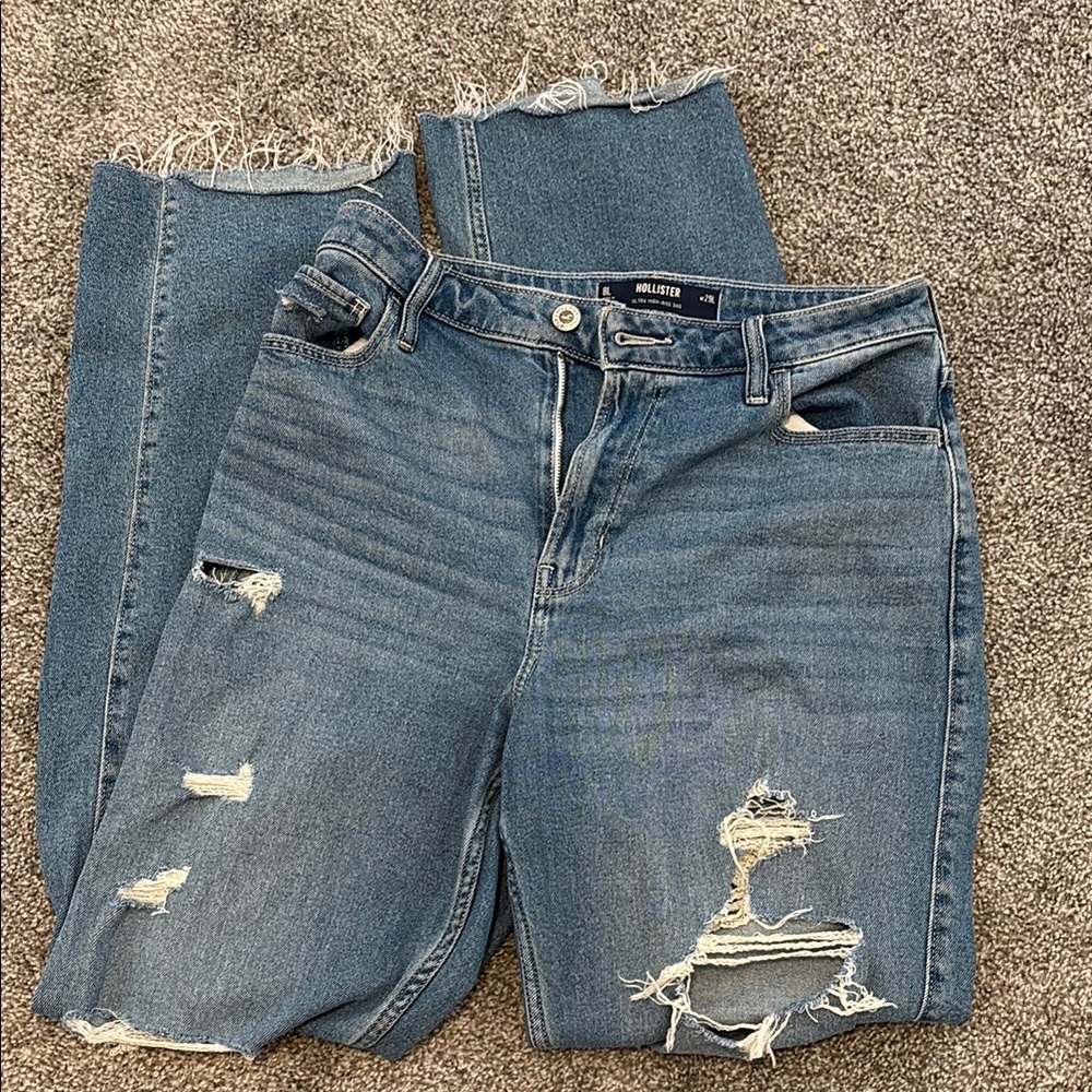 Hollister Blue Boyfriend Jeans Distressed Casual
